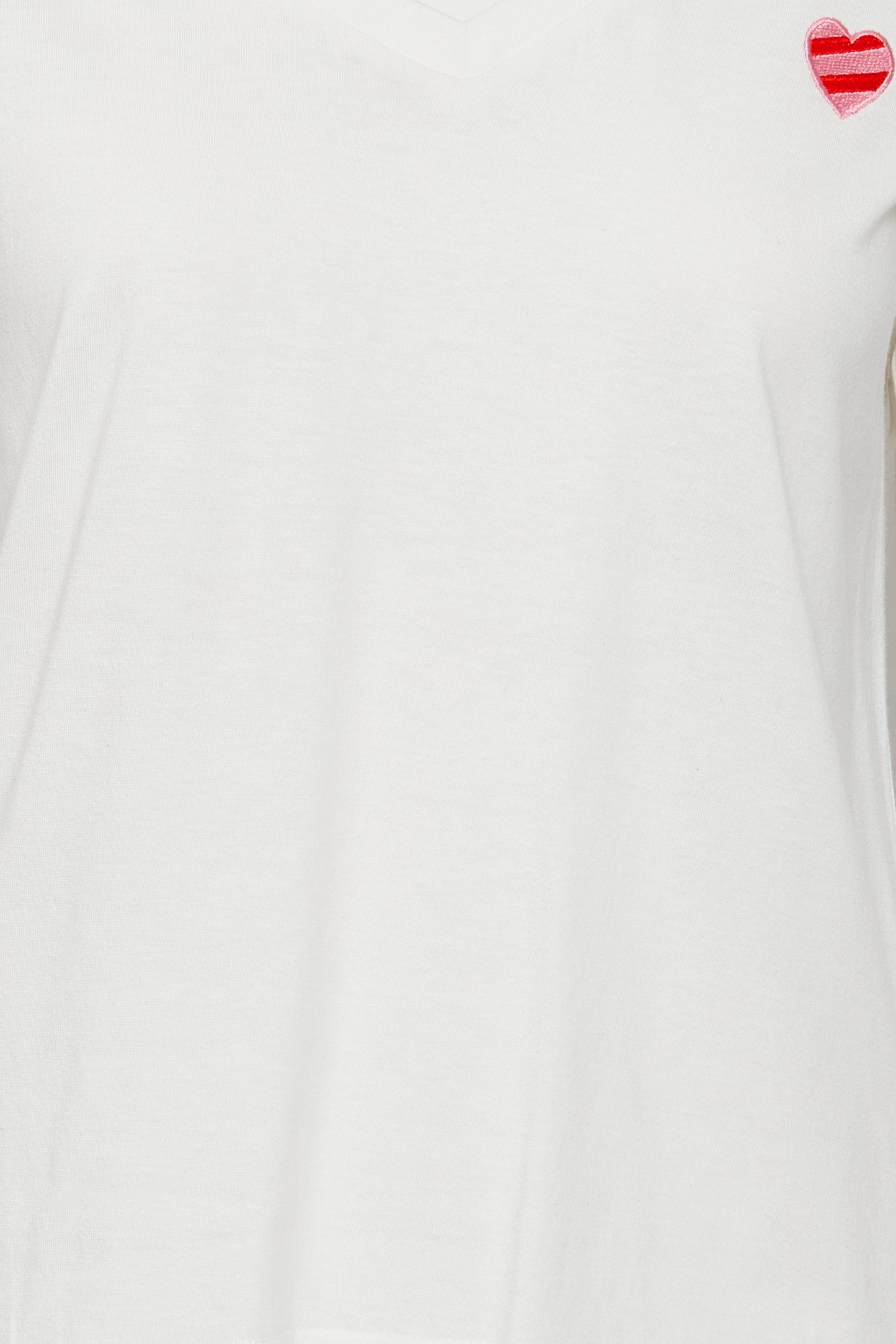 Kennedy White T-Shirt with Pink Embroidered Heart